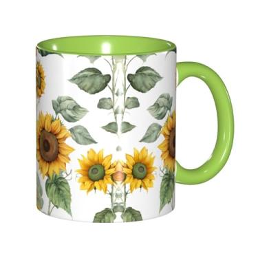 Imagem de Zeraoke Canecas de café criativas com estampa de girassol fresco, personalizadas, presente para família, tamanho de 325 ml, unissex
