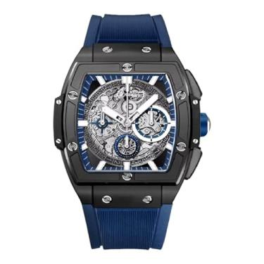 Imagem de ED HARDY Relógio masculino preto Tonneau com pulseira de silicone azul 50446BB-42-B05