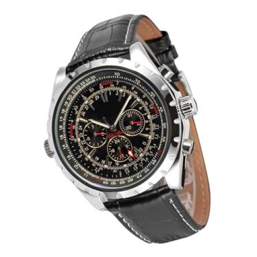 Imagem de ZJchao Relógio Mecânico Automático Masculino Premium Luxo Auto Wind Calendário Data Display Pulseira de Couro de Aço Inoxidável Relógio de Pulso Moda Preto Branco 47mm (Preto)