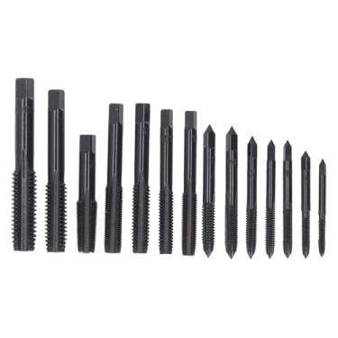 Imagem de Hilitand Conjunto de Torneiras de Rosca de 14 Unidades, Torneiras de Perfuração Roscadas de Flauta Reta de Aço Com Rolamento Preto Nitretado Com Design de Remoção de Cavacos para Baixo,