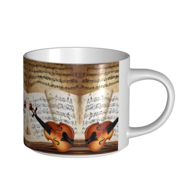 Imagem de ZERAOKE Borboleta e violoncelo - Caneca de cerâmica grande para café, grande capacidade para escritório e casa, lavável na lava-louças, design com alça em C.