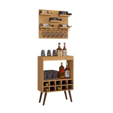 Imagem de Aparador De Sala De Estar Com ArmáRio Para Vinhos, Bar Decorativo Montado Na Parede(Nature)