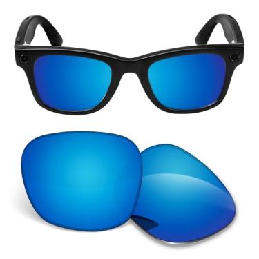 Imagem de Biyxpiv Lentes de substituição de 1,5 mm compatíveis com óculos de sol inteligentes Ray-Ban Meta Wayfarer (Gen2) RW4012 50 mm, Azul gelo espelhado