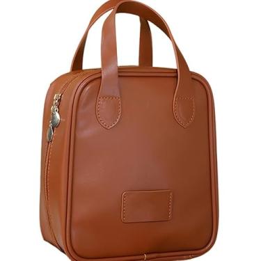 Imagem de Necessaire Feminina Impermeável Bolsa de Maquiagem Portátil – Organizador de Cosméticos para Viagem e Uso Diário(12435.8-Marrom)