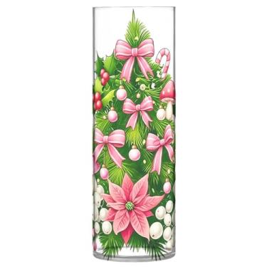 Imagem de Burbuja Vaso de flores de árvore de Natal, não quebrável, alto, redondo, transparente, vaso cilíndrico para decoração de casa, escritório, buquê de casamento