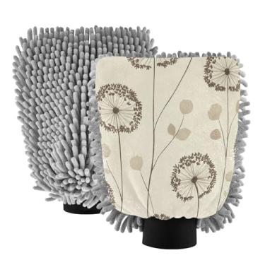 Imagem de STAYTOP Luvas de lavagem de carro de dente de leão, 2 peças, luvas de microfibra de chenille, sem arranhões, panos de esponja de lavagem ultra absorventes para carros, limpeza doméstica - L