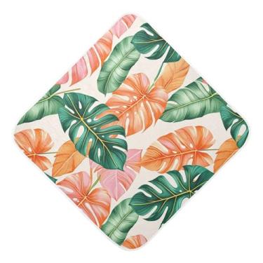 Imagem de Burbuja Toalha de banho de bebê Tropical Jungle Leaves - Toalha com capuz de musselina macia e absorvente para recém-nascidos, 89 x 89 cm