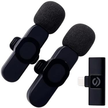 Imagem de Microfone de Lapela Sem Fio Tipo C, 2.4GHz, 2 Microfones com Receptor USB-C, Bateria Interna, para Gravações, Lives, Conferências e Entrevistas (Kit 2 Microfones Lapela)