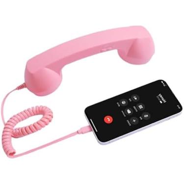 Imagem de Aparelho de telefone retrô para iPhone e Android, receptor de telefone vintage tipo C e Bluetooth com microfone e alto-falante HD, aparelho móvel com fio/sem fio para chamadas claras, aderência