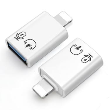Imagem de HAUXGOGO Adaptador USB 3.0 para Lightning (pacote com 2), Lightning macho para USB fêmea, adaptador de microfone de fone de ouvido, carregamento, compatível com OTG
