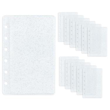 Imagem de 12 peças A7 bolsos para fichário envelopes de enchimento de dinheiro transparente PVC 6,9 cm x 12,7 cm mangas protetor de folhas 6 furos para planejador de fichário de 6 anéis (A7)