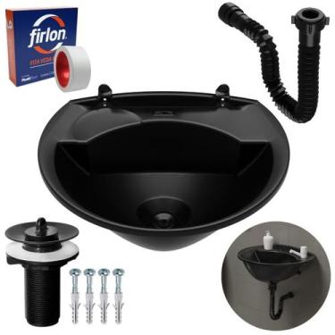 Imagem de Pia Lavatório Banheiro 4L + Sifão Universal Sanfonado + Fita - Astra