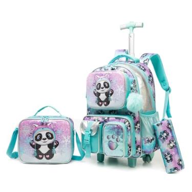 Imagem de Kit Escolar Infantil com Mochila de Rodinha, Lancheira e Estojo, 3 Peças (panda)