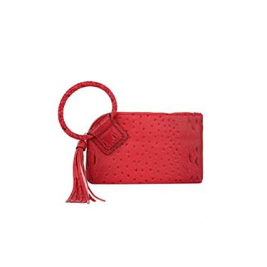 Imagem de Bolsa feminina clutch carteira de pulso noite com alça de mão casual formal couro vegano - Metro Muse, Ost-vermelho, Small