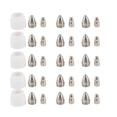 Imagem de Hyuduo 25pcs P80 Copo de Blindagem P80 Eletrodo de Corte P80 Ponta de Corte Consumíveis Conjunto para P80 Tocha Com Material de Cerâmica de Cobre 80-100A Corrente de 40 Mm de Espessura