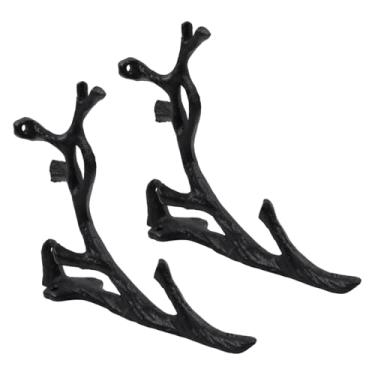 Imagem de KUMGROT Suporte de prateleira de parede de 19 cm, suportes de ângulo reto em forma de árvore de material de ferro, suportes de prateleira resistentes para jardins e pátios internos, 2 peças pretas e 2