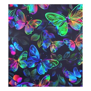 Imagem de Decoração de capa de lava-louças com ímã azul borboletas neon, capa de porta de lava-louças para decoração de eletrodomésticos de cozinha 58 cm L x 66 cm A