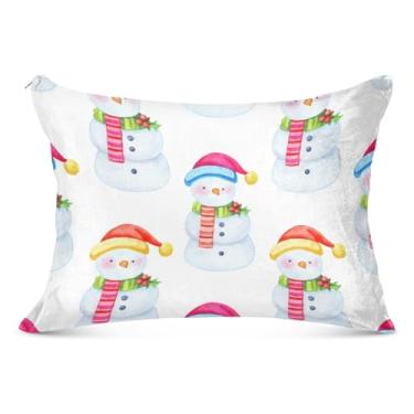 Imagem de Linda fronha fofa de inverno branca fofa com zíper padrão queen king size fronha estampada grande capa de travesseiro sonolento, tamanho king, 50,8 cm x 101,6 cm