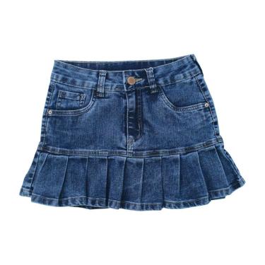 Imagem de Saia Jeans Infantil com Babado Plissado 3721 - Frommer-Feminino