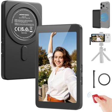 Imagem de NEEWER Básico 10.2 cm Magnetic Vlog Selfie Monitor de tela, gravação 4K 120fps com fio para telefone habilitado DP, monitor de câmera traseira com controle remoto para streaming de vídeo TikTok, não é