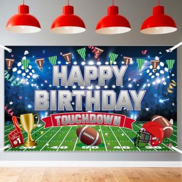 Imagem de Painel de Fundo para Aniversário Tema Futebol, 180x110cm Painel Fundo Tema Rugby e Touchdown Festa Aniversário Ideal para Meninos e Meninas Fãs Esportes