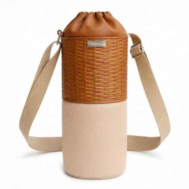 Imagem de Bolsa Térmica (TRANÇADO COM BEGE) RAMIERE para Garrafa de 750 ML em Couro Sintético - Coleção Cores VERÃO 2026