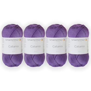 Imagem de 4 novelos/pacote Schachenmayr (SMC) Catania Originals Yarn, cada bola 50 g (125 m), 100% algodão mercerizado para fio de tricô e crochê, peso esportivo, 113 - violeta