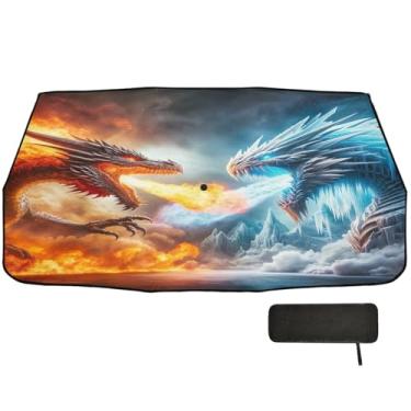 Imagem de Guarda-sol Dragon Ice and Fire Para-brisa Guarda-sol Proteção de Isolamento Térmico Sombra de Para-brisa para Caminhões 147.3 cm x 75.4 cm