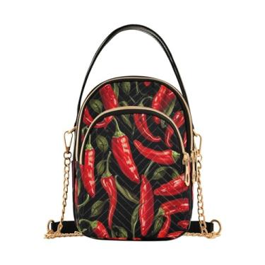 Imagem de Red Chili Peppers em bolsas femininas pretas transversais, bolsa de viagem transversal feminina, bolsas transversais confortáveis para mulheres, Pimentas vermelhas em preto-1, One Size