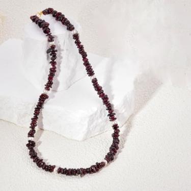 Imagem de Colar de pérolas de cascalho natural feito à mão, estilo boêmio, joias femininas de verão, corrente de clavícula à beira-mar, presente de dia dos namorados, joia para melhor amiga, One Size Fits Most