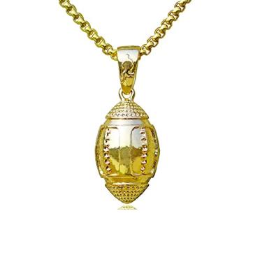 Imagem de Colar com pingente de futebol americano de basquete de prata ouro 14 k colar esportivo hip hop colar com pingente de basquete I Love Basketball para homens meninos, Metal, Sem Pedra Preciosa