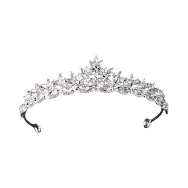 Imagem de Tiara De Cristal Prateada Para Noivas, Coroa De Princesa Com Strass Pa