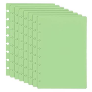 Imagem de PATIKIL Capa de caderno de 4 pares, 14,6 cm x 22,2 cm tamanho júnior PP capa planejadora de disco para notebook arco feliz planejador produto de escritório, verde claro