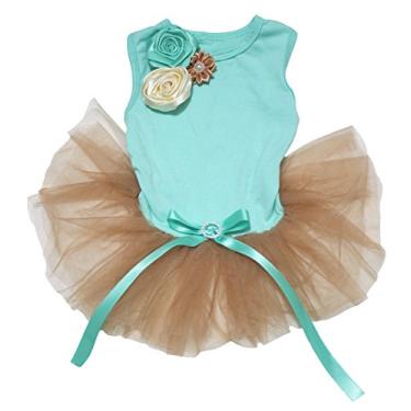 Imagem de Petitebella Elegante vestido de cachorro tutu dourado rosa azul piscina (PP)