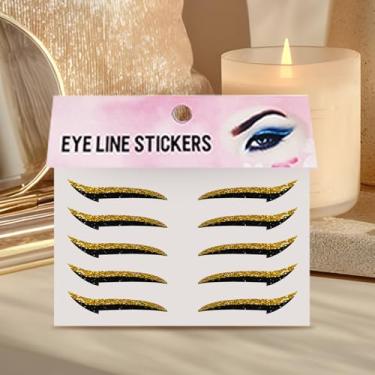 Imagem de Adesivos de delineador de olhos | Remendos de sombra para cílios | 10 peças de adesivos de maquiagem à prova d'água, faixa de sombra de longa duração para mulheres meninas esposas