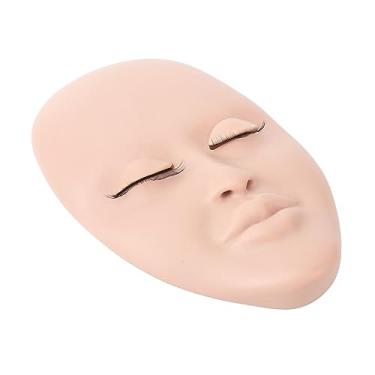 Imagem de Cryfokt Cabeça de Manequim de Cílios, Material de Borracha Premium, Design Facial para Iniciantes, Prática de Extensão de Cílios para Salão de Beleza, Modelo de Exibição (Rosa)