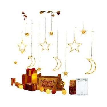 Imagem de Luz De Cordão LED Estrela E Lua De 3,5m, Alimentada Por Bateria, Lâmpa