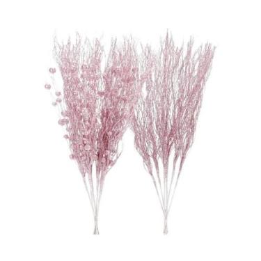 Imagem de Decoração De Árvore De Natal Com Ramos Brilhantes 2 Peças Flores Artif