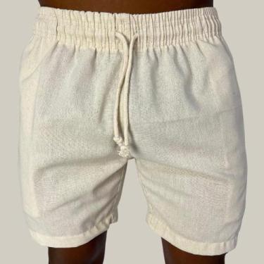 Imagem de Short Linho Masculina Mauricinho Curto Casual Sarja Brim Slim masculin