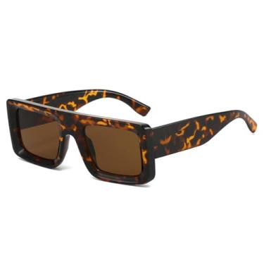 Imagem de Óculos de Sol UV400 - Armação Pequena com Rebites e Lentes Degradê para Homens e Mulheres, Ideais para Esportes ao Ar Livre, Corrida e Ciclismo, Estampa de Leopardo