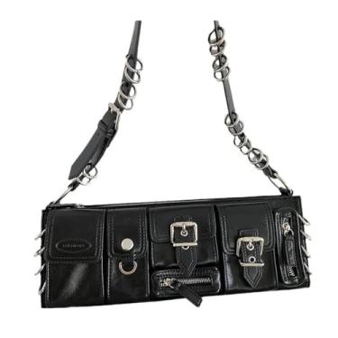 Imagem de DFAMIN Bolsas vintage para mulheres meia-lua couro ferrolho ombro bolsa transversal designer luxo senhoras bolsas axilas Hobo