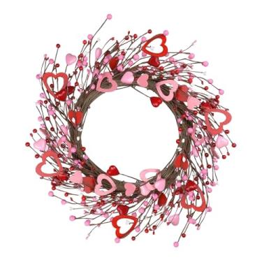 Imagem de WeiLaiKeQi Guirlanda artificial em formato de corações para porta de entrada, 40 cm, decoração para o Dia dos Namorados, escritório, festas, lareira e