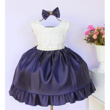 Imagem de Vestido Infantil Daminha Luxo Diversas Cores E Tiara - Pingo De Gente 
