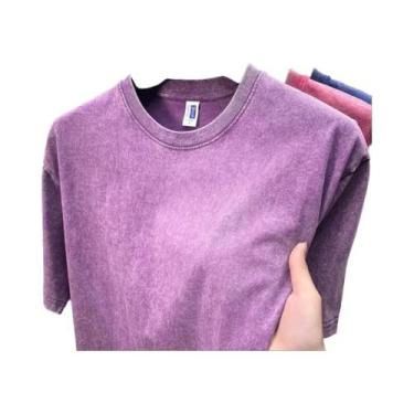 Imagem de Camisetas Masculinas Oversized De Algodão Vintage Lavado, Verão, 230G,