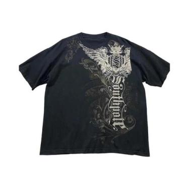 Imagem de Camiseta Oversized Com Estampa Gótica Estilo Y2K, Gola Redonda, Algodã