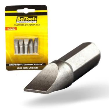 Imagem de Kit 5 Ponta Bit Fenda CV 25mm x 1/4 x 8,0mm Beltools