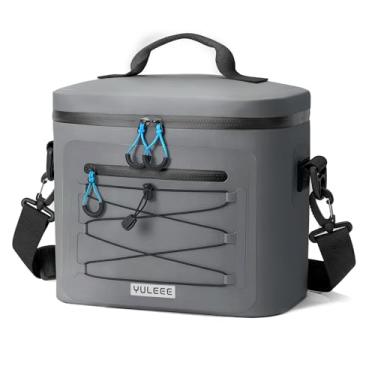 Imagem de Yuleee Bolsa térmica, 16 latas, macia, média, portátil, isolante, refrigerador de almoço, caixa de gelo à prova de vazamento para praia, acampamento, viagem, piquenique, cinza