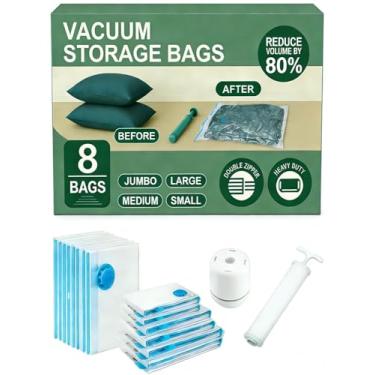 Imagem de LICOZYVE Sacos de armazenamento a vácuo para viagens e casa, bolsas economizadoras de espaço para roupas (com bomba manual, grande, pacote com 8 60 x 80)