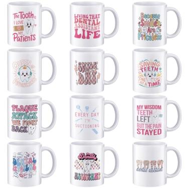 Imagem de Didaey 12 peças de presentes de agradecimento para assistentes dentários de 325 ml canecas de cerâmica canecas de café a granel para chá leite latte chocolate quente