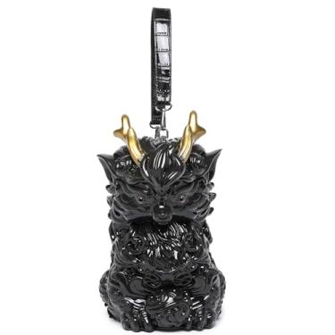 Imagem de Lyuxhetaokdiq Bolsa tiracolo masculina e feminina PVC 3D em forma de kylin, Preto, M